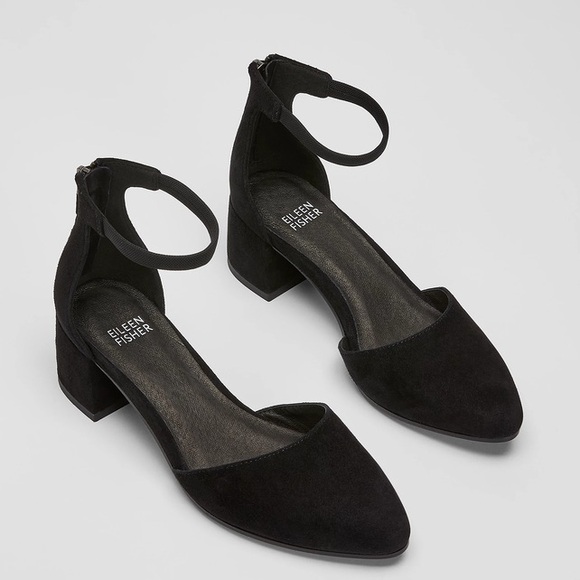 Eileen Fisher Ingle Nubuck Zip Ballerina Pumps Sandals Black Size 8.5 - Picture 1 of 13